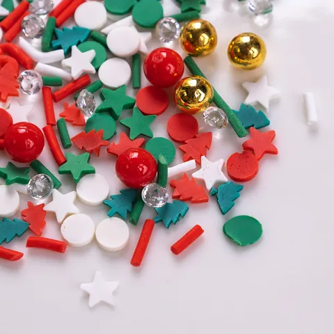 Rodajas de Arcilla Polimérica Multicolor de Navidad para Joyería Bricolaje Arte de Uñas Copo de Nieve Hombre de Jengibre Papá Noel 10g
