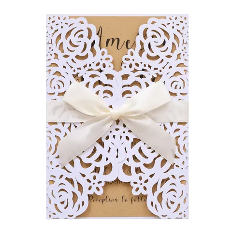 Laser Cut Rose Wedding Invitations Paper Hollow Out Floral Invitation Cards For Engagement Party Celebration Greeting Cards