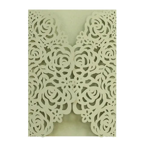Laser Cut Rose Flower Wedding Invitation Cover Hollowed Pearlescent Paper Card For Engagement Party Wedding Supplies