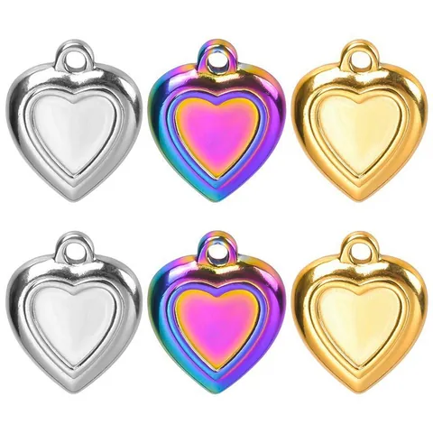 Colgante Corazón Acero Inoxidable Chapado Oro 18K DIY Joyería Charms Corazón Pequeño Pulido Para Collar Pulsera Mujeres