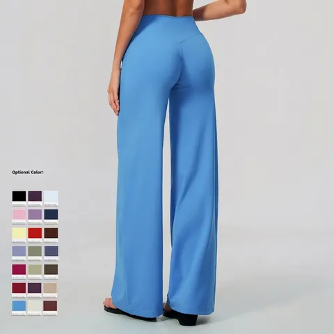 Women High Waisted Brushed Wide Leg Yoga Pants Loose Straight Athletic Running Bottoms Comfort Sporty Casual Trousers