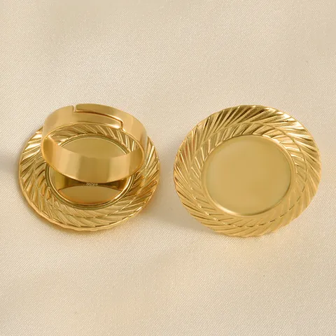 304 Edelstahl Runde Ringbasis Verstellbar 18K Vergoldet DIY Blank Setting Fingerringe Für Schmuckherstellung Damen