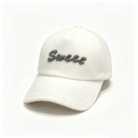 Winter Faux Mink Fur Plush Baseball Cap Rhinestone Letter R Sweet Pattern Warm Mohair Blend Outdoor Sport Hat For Women Kids