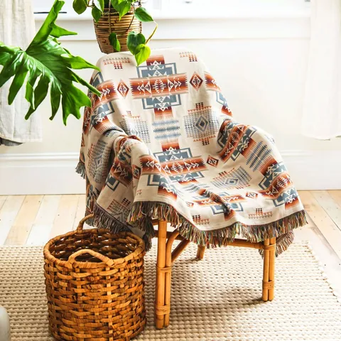 Bohemian Native American Woven Throw Blanket Cotton Polyester With Tassels For Outdoor Camping Picnic Sofa Nap Home Decor