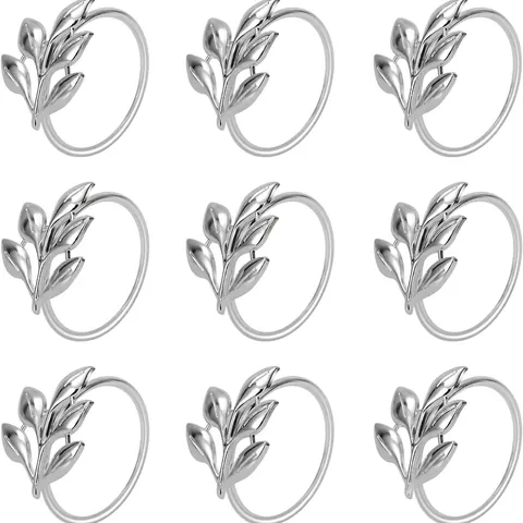 Elegant Leaf Shape Zinc Alloy Napkin Rings Metallic Napkin Buckle For Wedding Party Hotel Table Decoration Gold Silver Rose Gold