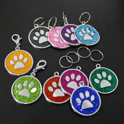 Ciondolo in Lega di Zinco Con Impronta di Zampa di Cane Smalto Glitterato Medaglietta per Animali Domestici Fai Da Te Accessorio per Collare