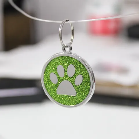 Ciondolo in Lega di Zinco Con Impronta di Zampa di Cane Smalto Glitterato Medaglietta per Animali Domestici Fai Da Te Accessorio per Collare