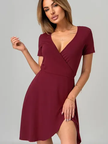 Vestido de Maternidad Sexy para Mujer Cuello en V Manga Corta Estampado de Leopardo Cruzado Midi Verano Casual Ajustado Poliéster