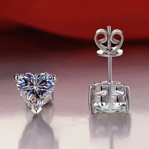 Heart Moissanite Stud Earrings For Women Simple Elegant Zirconia Heart Earrings Jewelry Gift For Anniversary Party Daily Wear GRA