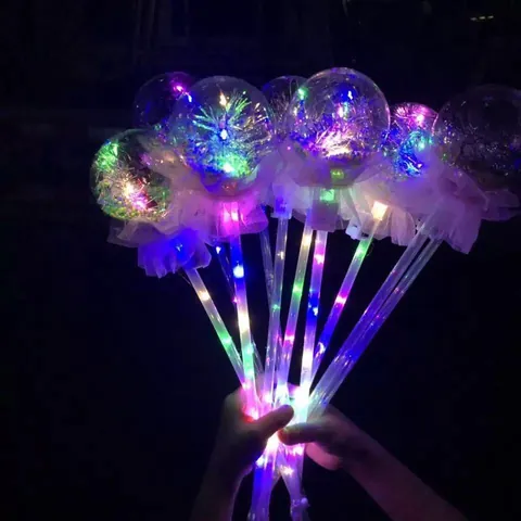 LED Lichtgevende Fee Toverstaf Plastic Ster Hart Ronde Vorm Glow Stick Bobo Ballon Flits Stok Voor Kinderen Feest Cadeau Speelgoed