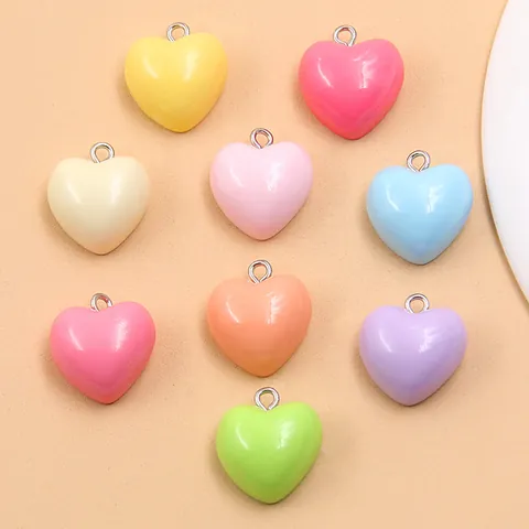 DIY Resin Geometric Heart Pendants Charms For Jewelry Making Necklaces Bracelets Bag Accessories Mobile Phone Decor