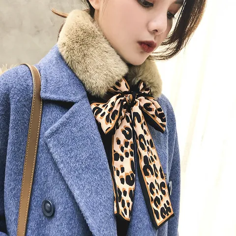Écharpe en Fausse Fourrure Coréenne Femmes Automne Hiver Épaisse Chaude Cache-Col Nœud Léopard Écharpe en Peluche Étudiante