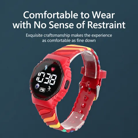 Kinder LED Digital Sportuhr Für Schüler Buntes Regenbogen TPU Armband Wasserdicht ABS Elektronische Armbanduhr Geschenk