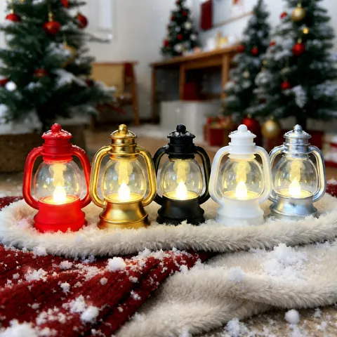 Mini Lanterna LED Vintage Lampada a Sospensione Retrò Decorazione per Festa di Natale Luce Notturna Ornamento da Tavolo a Batteria