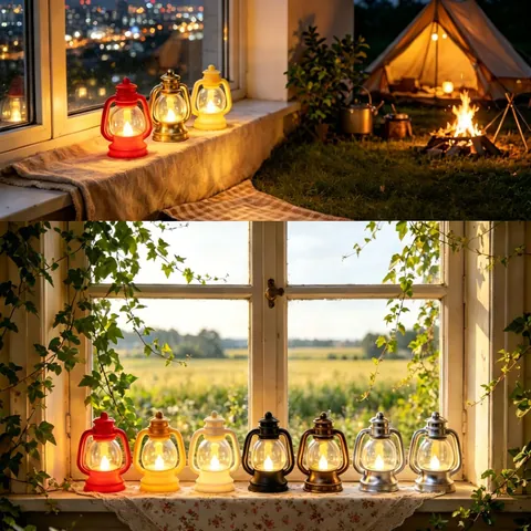Mini Lanterna LED Vintage Lampada a Sospensione Retrò Decorazione per Festa di Natale Luce Notturna Ornamento da Tavolo a Batteria