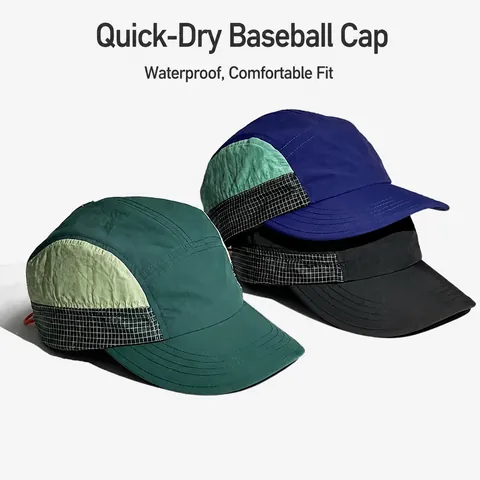 Japanese Vintage 5 Panel Baseball Cap Waterproof Quick Dry Outdoor Workwear Hiking Sunshade Hat Adjustable Cord Patchwork Style
