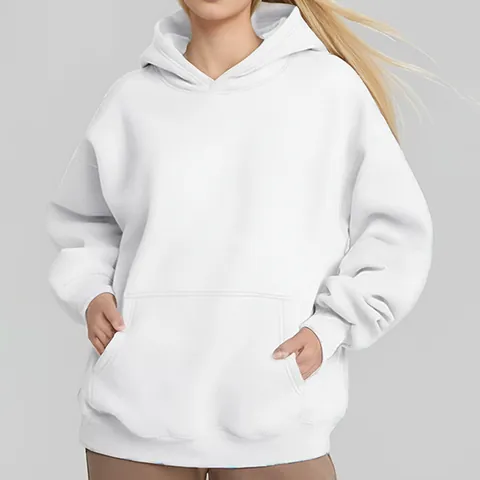 Sweat à Capuche Oversize Femme Uni Épaules Tombantes Pull Sportif Avec Poche Coupe Large Décontracté Haut Sport