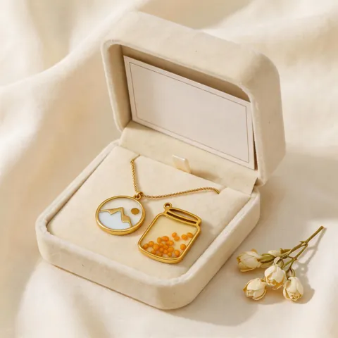 Collana con Ciondolo a Semi di Senape in Acciaio Inossidabile Minimalista Ispirata alla Natura Stile Montagna Cuore Gioielli Regalo Per Uomo Donna