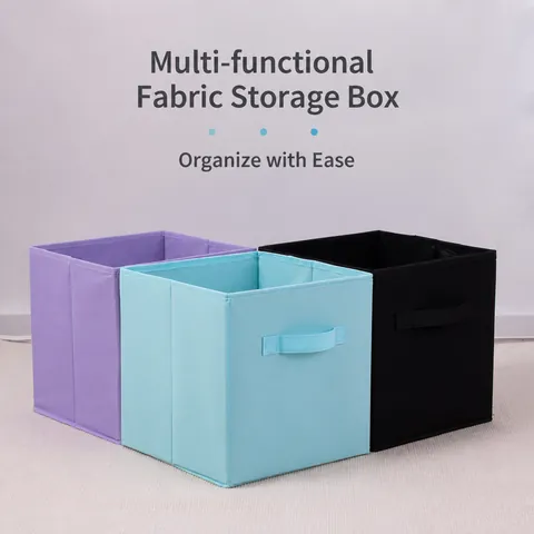 Non-woven Fabric Collapsible Storage Box Marble Pattern Open Top Organizer Bin Cube With Handle For Clothes Home Organization