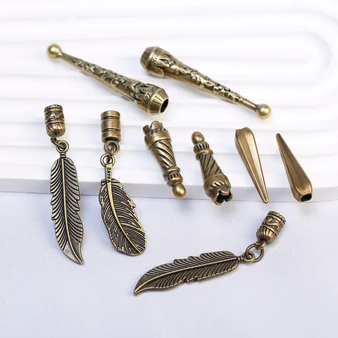 Vintage Alloy Bolo Tie Pendant Accessories DIY Feather Cone Rope End Tips For Necktie Making Jewelry Findings