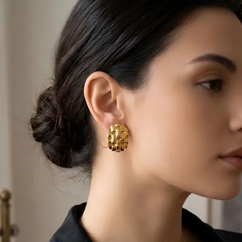 Statement Gold Plated Stainless Steel Earrings For Women Geometric Spiral Floral Heart Ginkgo Leaf Vintage Chic Fashion Jewelry Earrings