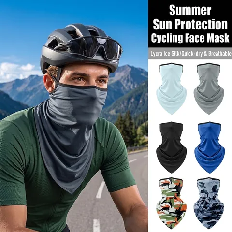 Mascarilla Cubre Cuello Satén De Hielo Orejeras Protección UV Transpirable Pañuelo Triángulo Para Ciclismo Senderismo Deporte