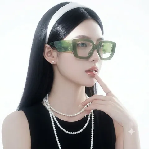 Retro Oversized Geometrische Vierkante Optische Brilmontuur Voor Dames Anti Blauw Licht PC Frame Tempels Met Patroon