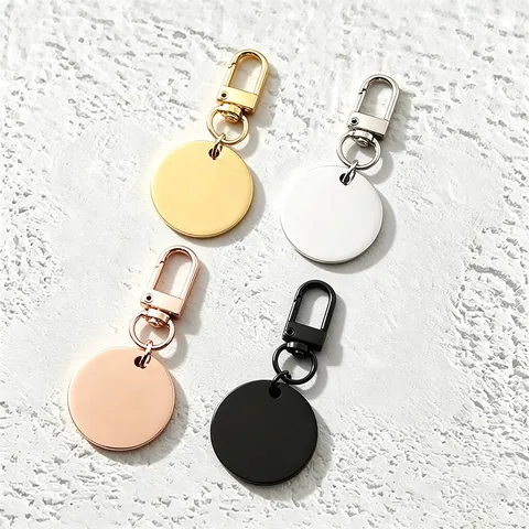 Stainless Steel Round Blank Keychain DIY Metal Tag For Engraving With Lobster Clasp Hook Accessories For Men Women