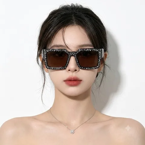 Sunglasses Rectangular Rhinestone Sparkly Square Large Frame PC For Party Retro Hip Hop Disco Streetwear Unisex
