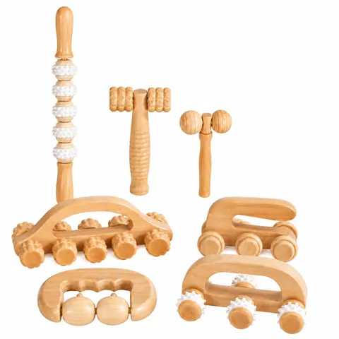 Rullo Massaggiatore Manuale In Legno Strumenti Rilassamento Muscolare Corpo Materiale Legno Naturale Terapia Gua Sha