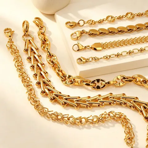 Edelstahl Armband Für Damen Herren 18K Vergoldet Dicke Kette Herz Kubanisch Schlange Glied Hip Hop Minimalistischer Mode Schmuck