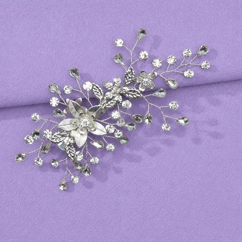 Handmade Floral Leaf Bridal Hair Clip Elegant Artificial Pearl Rhinestone Side Clip Retro Wedding Hair Accessories For Women