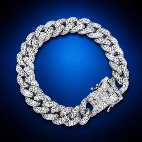 Κολιέ Βραχιόλι Hip Hop Cuban Link Κράμα Ψευδαργύρου Με Στρας Iced Out Κούμπωμα Κουτί Street Fashion Ανδρικό Unisex