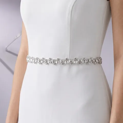 Bridal Wedding Dress Sash Belt Handmade Rhinestone Imitation Artificial Pearl Satin Ribbon Waistband For Women Evening Party Gown Accessory