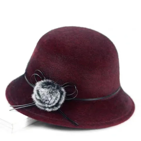 Eleganter Wollstoff Glockenhut Für Damen Herbst Winter Warmer Winddichter Fischerhut Mit Pelzball Schleife Dekoration Mittleres Und Höheres Alter Geschenk