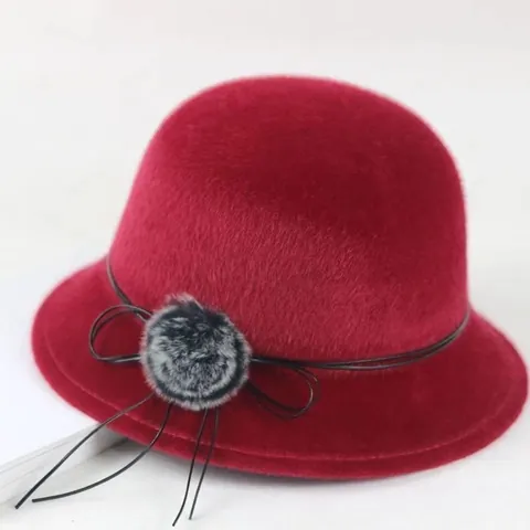 Eleganter Wollstoff Glockenhut Für Damen Herbst Winter Warmer Winddichter Fischerhut Mit Pelzball Schleife Dekoration Mittleres Und Höheres Alter Geschenk