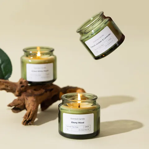 Vela Perfumada de Cera de Soja Natural en Frasco de Vidrio Verde Con Tapa de Corcho Vela de Aromaterapia Para Decoración del Hogar Regalo