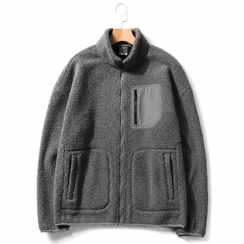 Veste Polaire Épaisse pour Hommes Look Laine d'Agneau Manteau d'Hiver Chaud à Fermeture Éclair Haut Thermique Extérieur Manches Longues Mixte