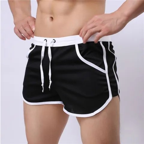 Pantalones Cortos Deportivos de Malla para Hombre Transpirable Absorción de Humedad Correr Fitness Entrenamiento Pantalones Cortos Ribete en Contraste Cordón Bottoms Gym