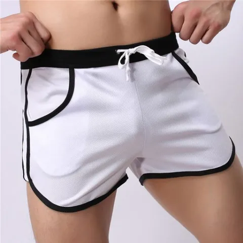 Pantalones Cortos Deportivos de Malla para Hombre Transpirable Absorción de Humedad Correr Fitness Entrenamiento Pantalones Cortos Ribete en Contraste Cordón Bottoms Gym