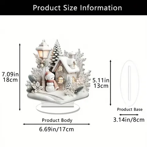 Acryl Weihnachtsschmuck 2D Flach Tischdeko Weihnachtsmann Schneemann Krippe Bedruckt Feiertag Hausdeko Geschenk