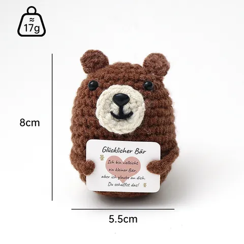 Ciondolo Bambola in Filato di Lana Fatto a Mano Uncinetto Carino Animale Cartone Animato Bambola a Maglia Carta di Supporto Positivo Ornamento da Tavolo