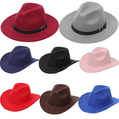 Vintage British Style Solid Felt Fedora Hat For Men Women Retro Wide Brim Jazz Hat Autumn Winter Flat Top Gentleman Hat Accessory
