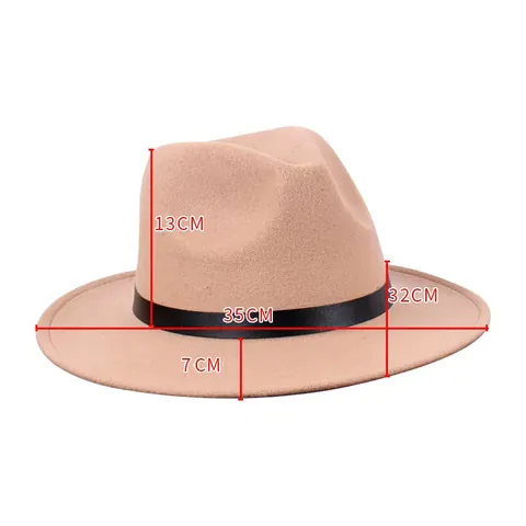 Vintage British Style Solid Felt Fedora Hat For Men Women Retro Wide Brim Jazz Hat Autumn Winter Flat Top Gentleman Hat Accessory