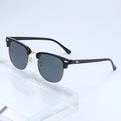Retro 3016 Halfmontuur Zonnebril Voor Dames Heren Anti-blauw Licht Klassiek Rijstnagel Browline Metaal Plastic Trendy Mode Brillen UV400 Bescherming