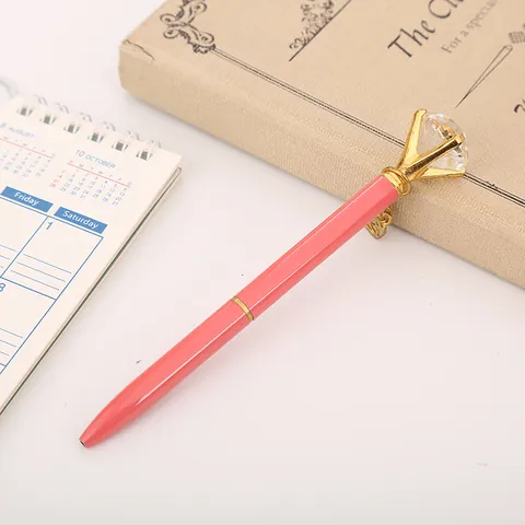 Luxury Big Crystal Diamond Ballpoint Pen Metal Body Rotating Writing Tool For Office School Gift Artificial Crystal Pen