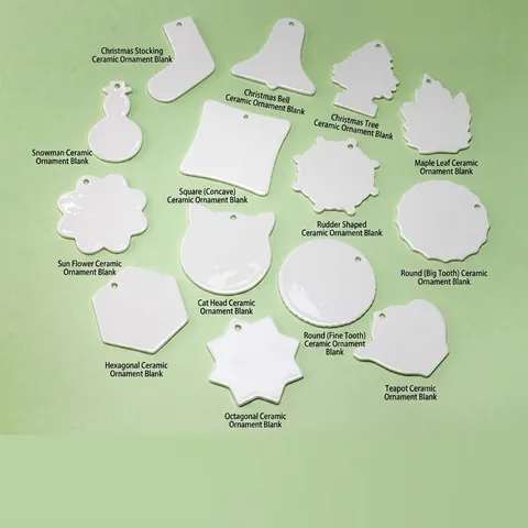 Sublimation Ceramic Christmas Ornament Blanks White Porcelain DIY Heat Transfer Hanging Decoration For Holiday Festival Home Decor