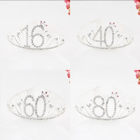 Elegante Tiara a Corona di Compleanno in Lega e Strass per Donna Festa di Anniversario Oro Argento Oro Rosa Copricapo