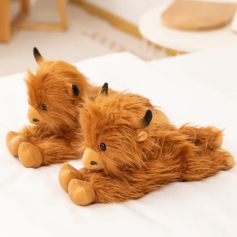 Realistic Highland Cow Plush Toy Scotland Long Hair Stuffed Animal Realistic Scottish Cow Doll Soft Home Decor Gift For Children Adult