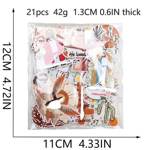 Parches Bordados Religiosos Jesús Cruz Paloma de la Paz Corazón para Ropa Planchar sobre Tela de Poliéster Insignias Decorativas Accesorio de Ropa DIY